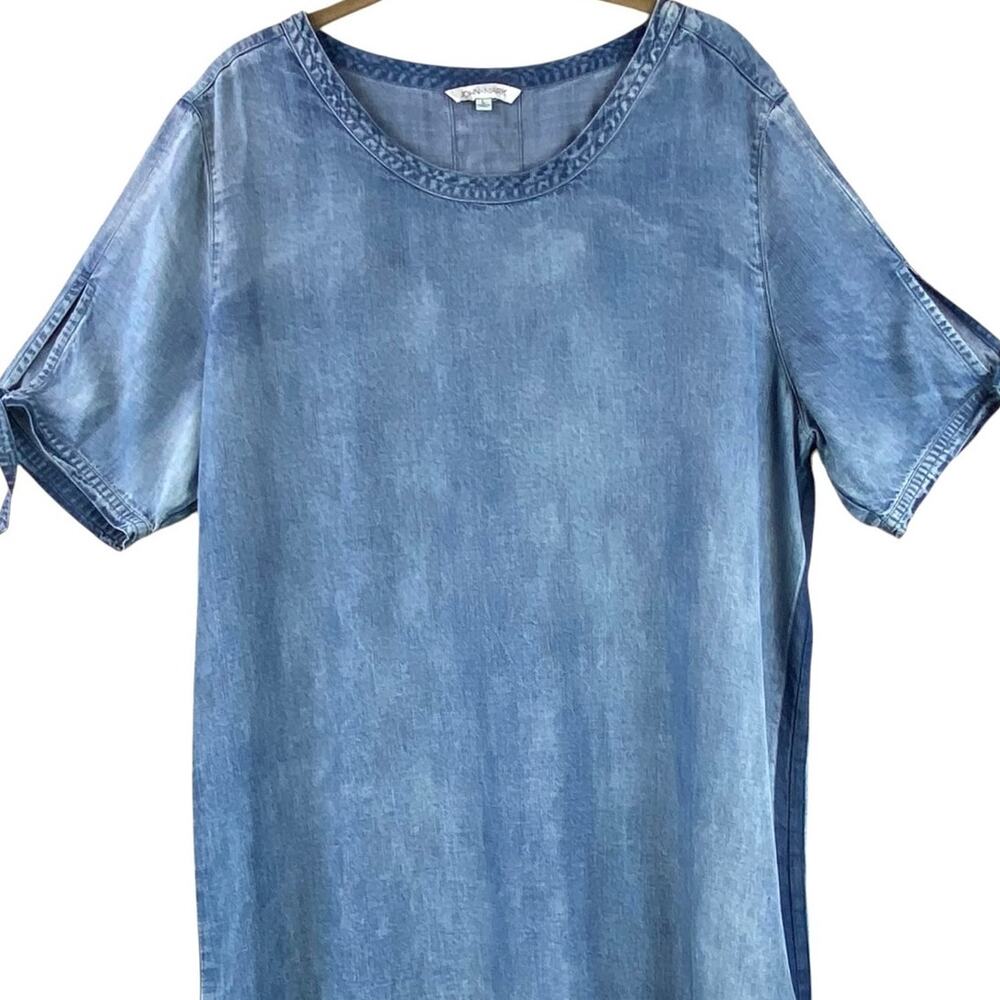 John Mark Chambray Shift Dress Size L Art To Wear Boho Lace Up Back - Picture 2 of 10